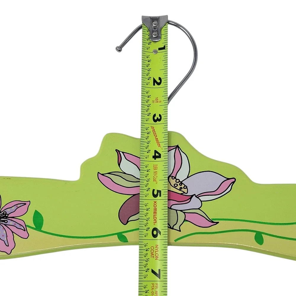 Kidorable Wood‎ Coat Hangers Set of 2 Girls Floral Green Pink Whimiscal Fairy